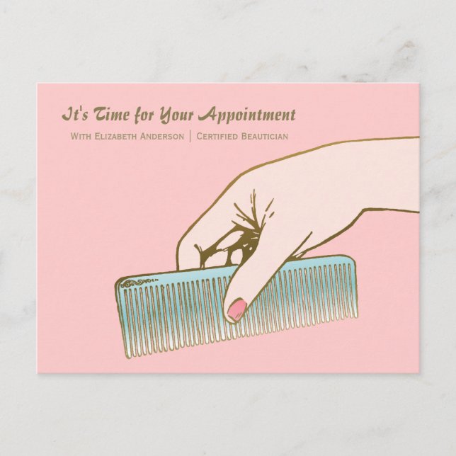 Comb Beauty Appointment Reminder Postcard (Front)