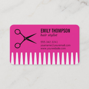 Comb   Hair Stylist (hot pink) Business Card