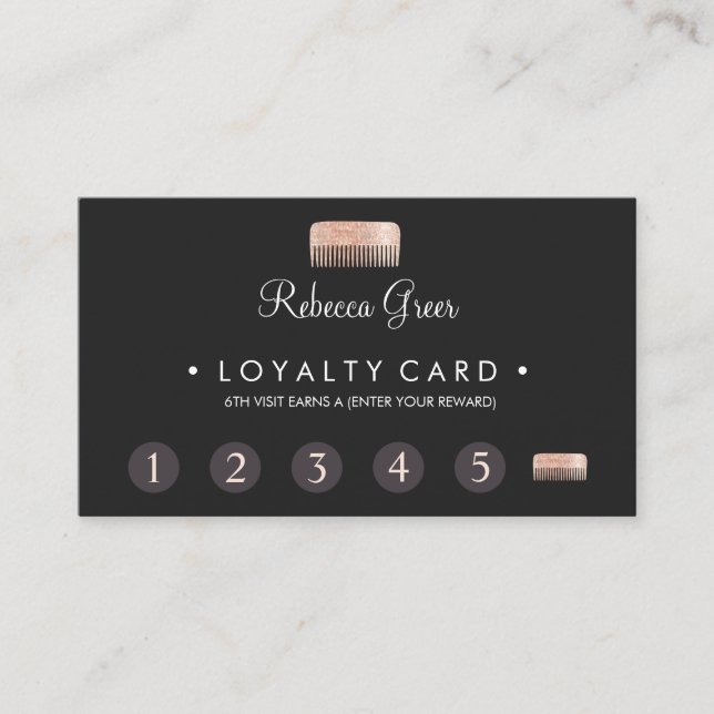 Comb Hairstylist 6 Punch Customer Loyalty Card (Front)