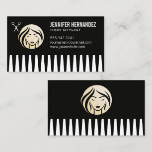 Comb   Salon Scissors Woman Logo Business Card