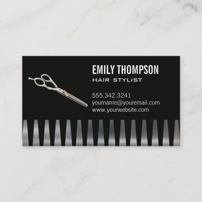 Comb | Scissors | Hair Stylist Business Card (Front)