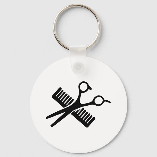 Comb & Scissors Key Ring (Front)
