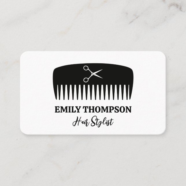 Comb | Scissors Logo | Hair Stylist Business Card (Front)