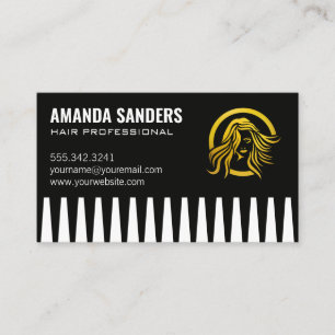 Comb Woman Hair Logo Stylist Business Card