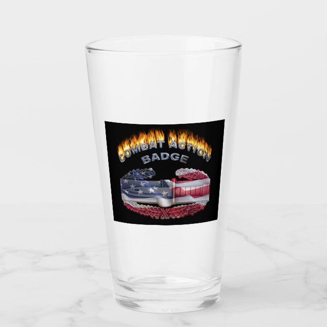 Combat Action Badge Flame Design Glass (Front)