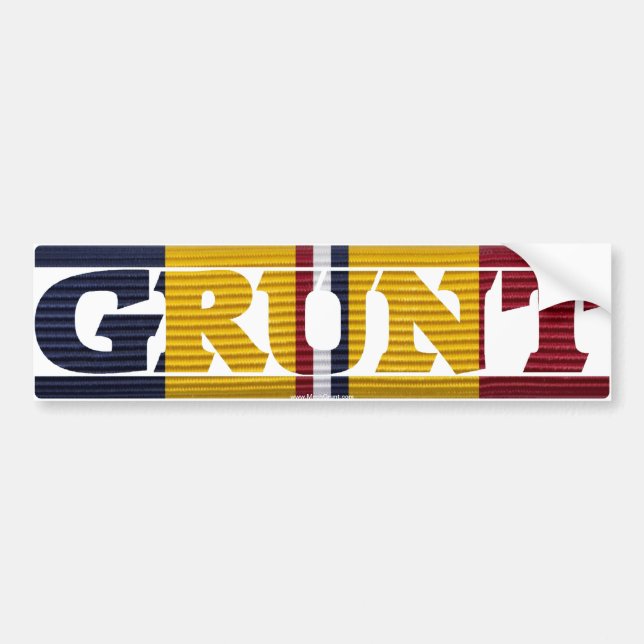 Combat Action Ribbon GRUNT Bumper Sticker (Front)