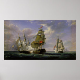 Combat between the French Frigate 'La Canonniere' Poster