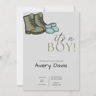 Combat Boots & Baby Booties Shower Invitation