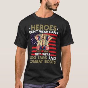 Combat Boots Heroes Veterans Day 2021 American Fla T-Shirt