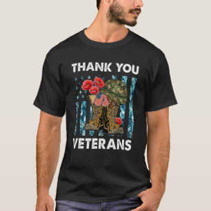 Combat Boots Thank You Veterans Poppy Flower Veter T-Shirt