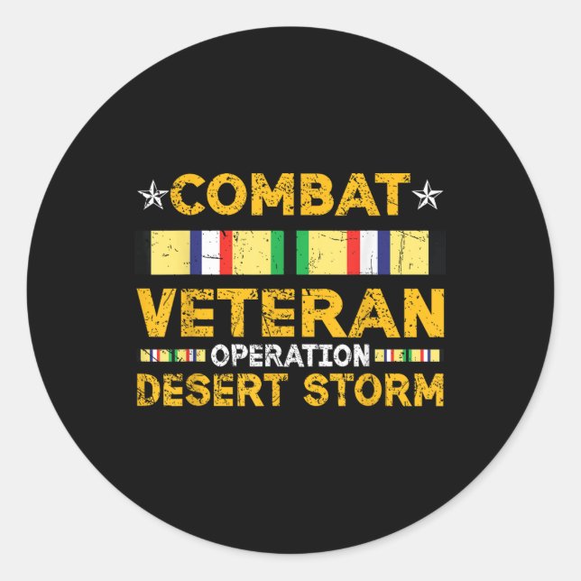 Combat Desert Storm Veteran Persian War Service Ri Classic Round Sticker (Front)