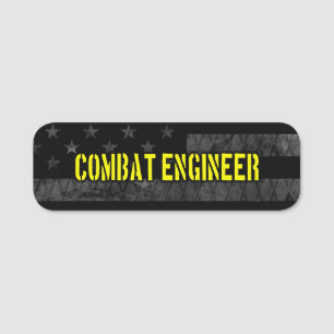 Combat Engineer Subdued American Flag Name Tag