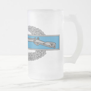 Combat Infantryman Badge CIB Army Veteran Frosted Glass Beer Mug