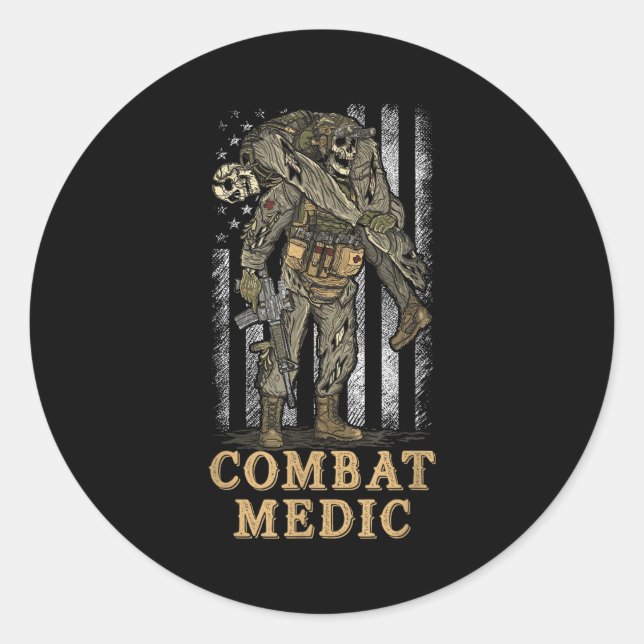 Combat Medic 68w Veteran Doc Classic Round Sticker (Front)