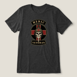 Combat Medic Veteran Tactical Skull Tri-Blend Shirt
