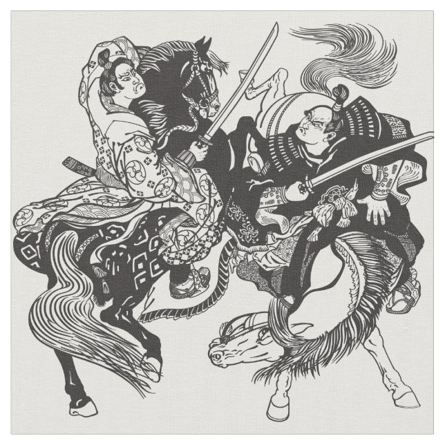 Combat of Japanese samurai warriors  Fabric (Close Up)