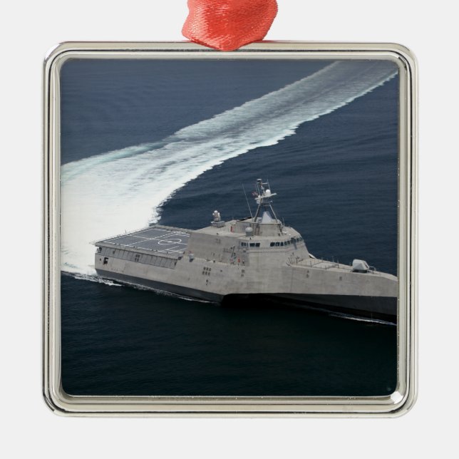 Combat ship Independence in the Gulf of Mexico Metal Tree Decoration (Front)