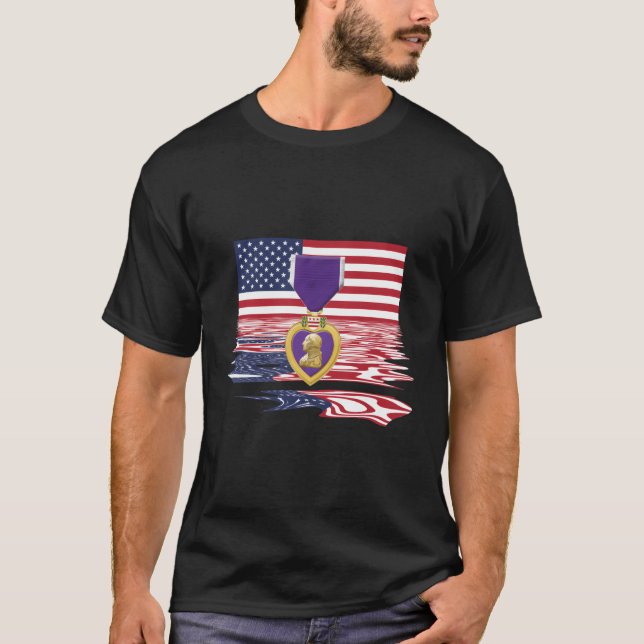 Combat Wounded Purple Heart T-Shirt Military Veter (Front)