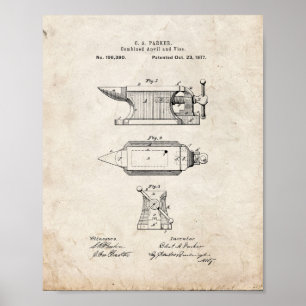 Combined Anvil And Vice Patent - Old Look Poster