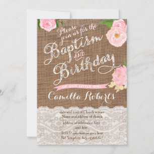 combined Baptism and Birthday invite for a girl