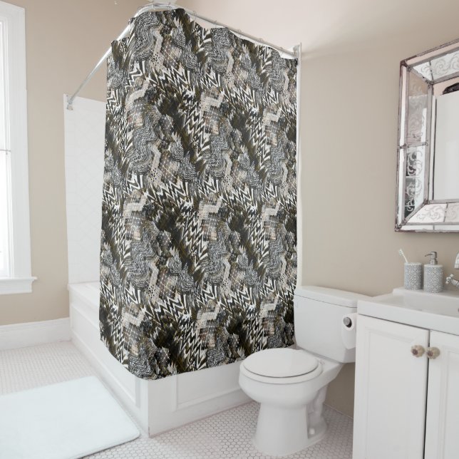 Combined, ethnic, African . Shower Curtain (In Situ)