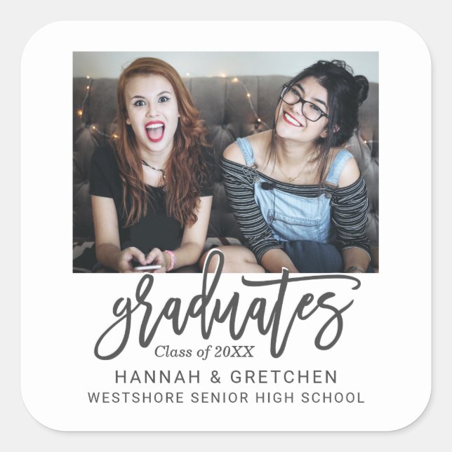 Combined Graduation with Photo Square Sticker (Front)