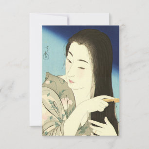 Combing Her Hair (Beautiful Asian Woman) (Kotondo) Card
