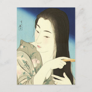 Combing Her Hair (Beautiful Asian Woman) (Kotondo) Postcard