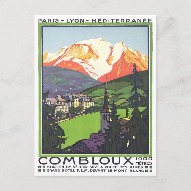Combloux France vintage travel Postcard (Front)