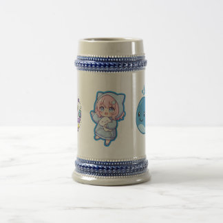 Combo Kawaii Anime, Cute Blue Whale and Octo-Vibes Beer Stein