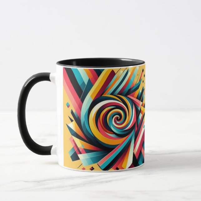 Combo Mug - Colourful Spiral Geometric Design (Left)