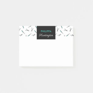 Combs & Scissors - Black & Turquoise - Add Name Post-it Notes