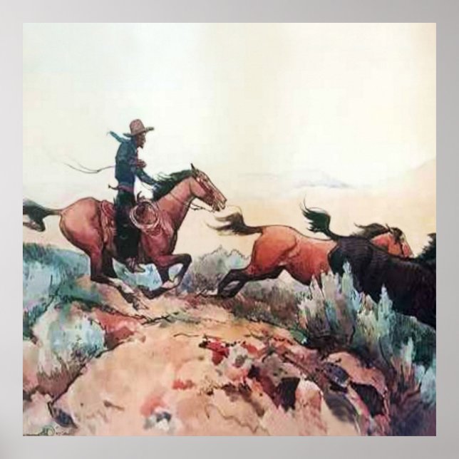 “Come A-Runnin” Western Art by Maynard Dixon Poster (Front)