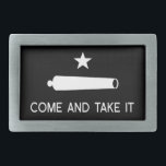 Come and Take It Flag ~ Texas Belt Buckle<br><div class="desc">Come and Take It Flag in black and white from the Texas Revolution Battle of Gonzales 1835 and the motto for gun control across the United States of America aka the USA</div>
