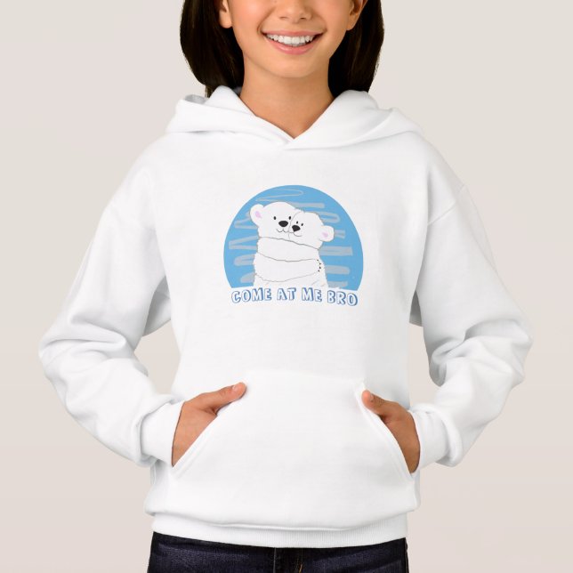 Come At Me Bro , Cute Cartoon Polar Bears Hug (Front)