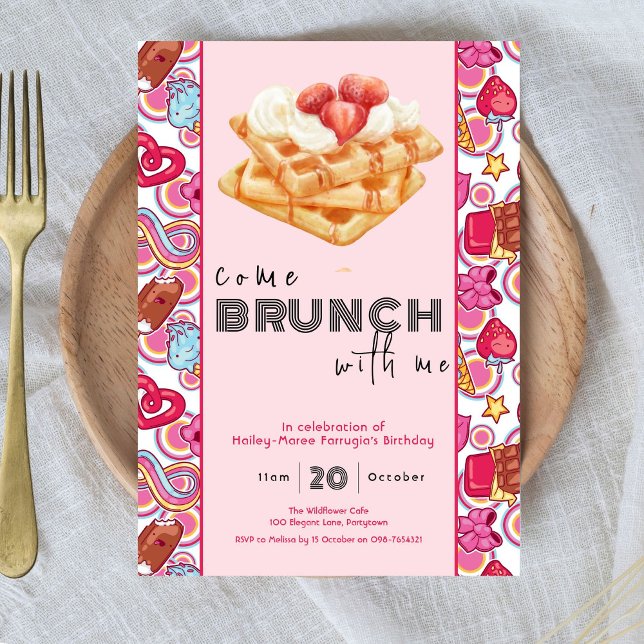 Come Brunch With Me pink invitation (Creator Uploaded)