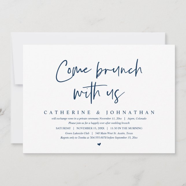 Come Brunch With Us, Wedding Elopement Party Invitation (Front)