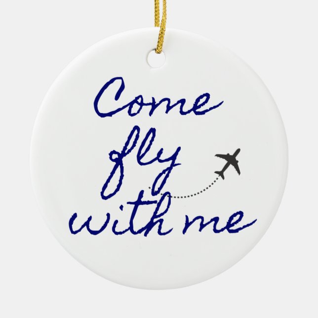 Come fly with me ornament white/navy minimalist  (Front)