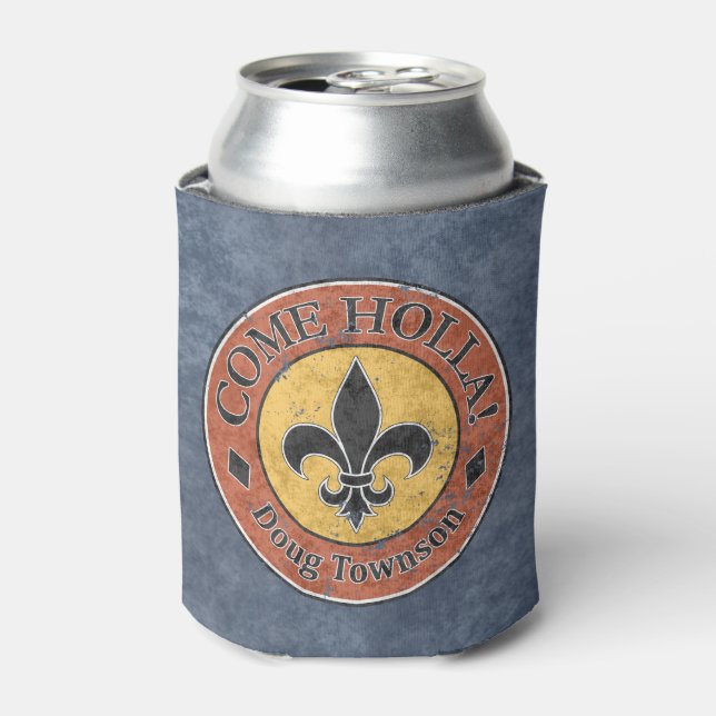 Come Holla! Fleur-de-lis Circle Logo Can Cooler (Can Front)