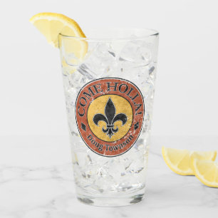 Come Holla! Fleur-de-lis Circle Logo Glass