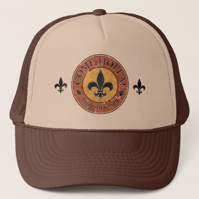 Come Holla! Fleur-de-lis Circle Logo Trucker Hat (Front)