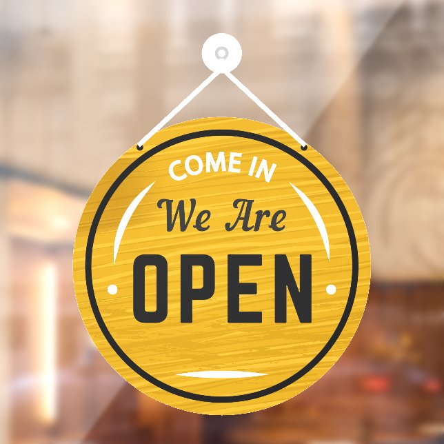 Come In We're Open Faux Round Wooden (Sheet 2)