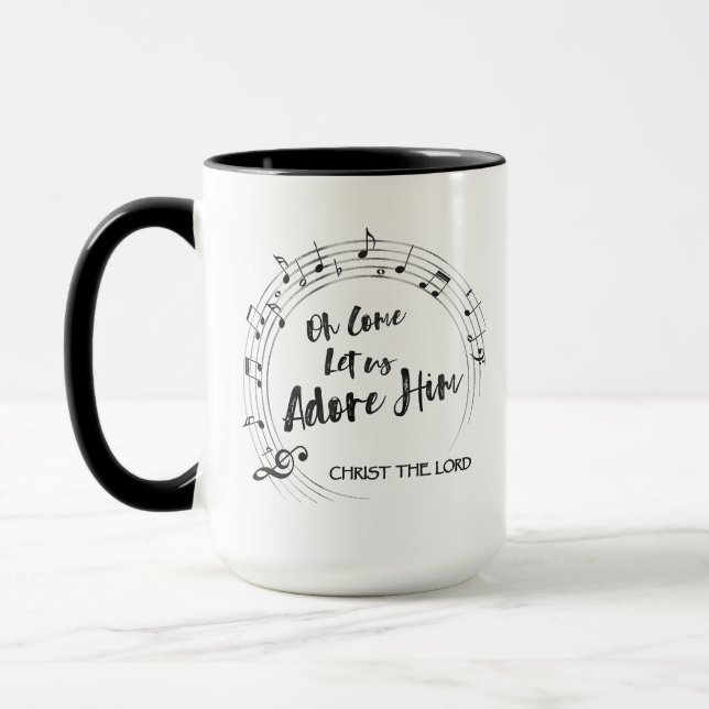 COME LET US ADORE Christian Hymn 15oz Christmas  Mug (Left)