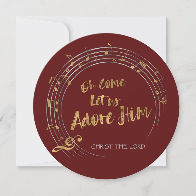 COME LET US ADORE HIM Christmas Hymn Personalised Holiday Card (Front)