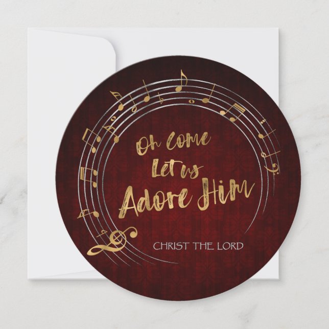COME LET US ADORE HIM Christmas Hymn Personalised Holiday Card (Front)