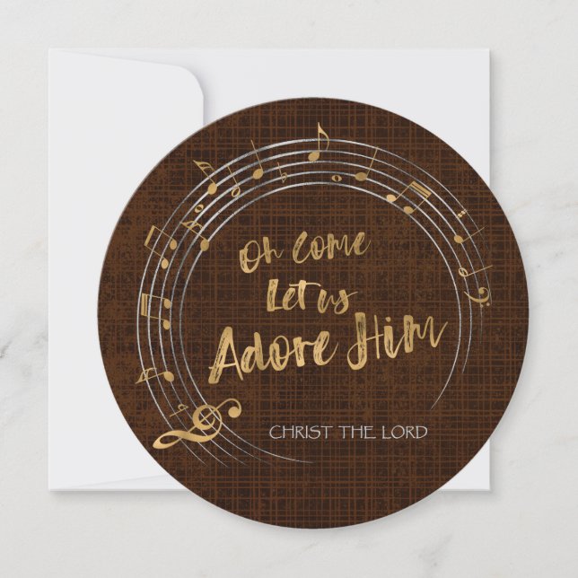 COME LET US ADORE HIM Christmas Hymn Personalised Holiday Card (Front)