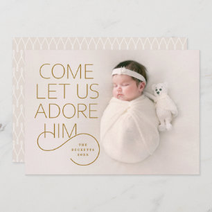 Come Let Us Adore Him full-bleed Christmas photo Invitation