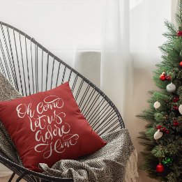 Come Let Us Adore Him Hand Calligraphed Cushion