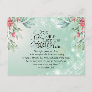 Come Let us Adore Him Matthew 2:2 Bible Christmas Postcard