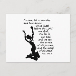 come let us worship and kneel down postcard